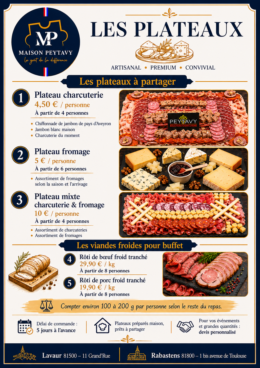 Nos plateaux &agrave; partager